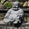 Tuinbeeld Dikbuik Boeddha grijs 40cm
