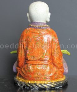 Grande Buddha seduto Abhayamudra grigio scuro 75 cm