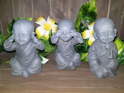 Set hear see and be silent children monks 12cm