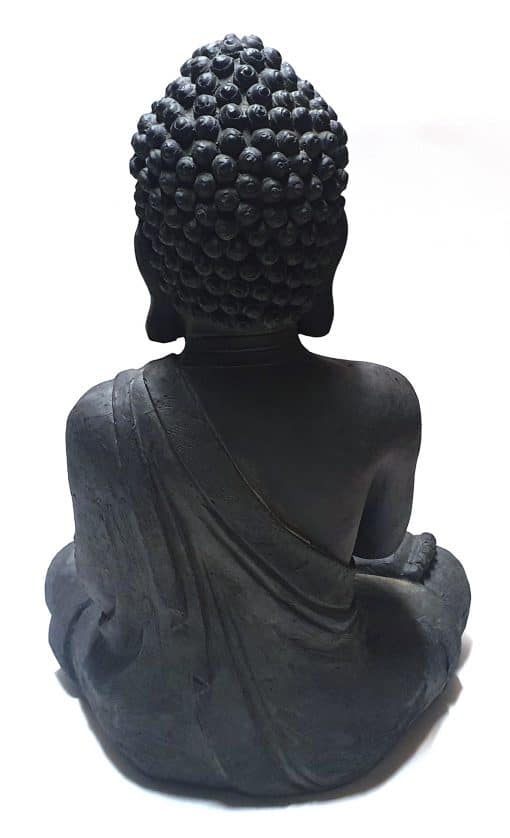 G817L-DG-Statue de jardin-Bouddha-justice-dos-blanc