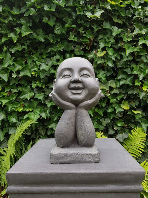 Tuinbeeld Happy Boeddha Hoofd 37cm
