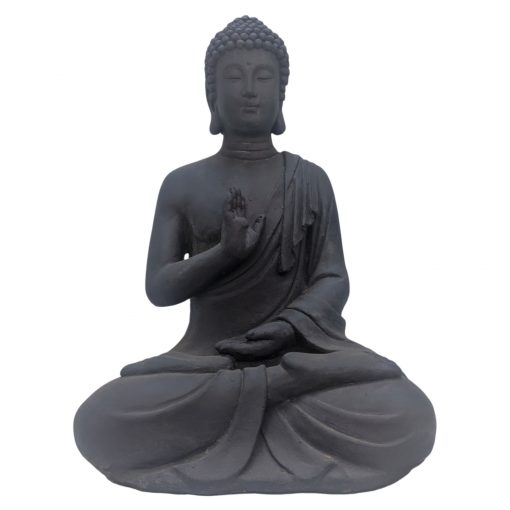 Statue bouddha moyen assis gris foncé 40cm