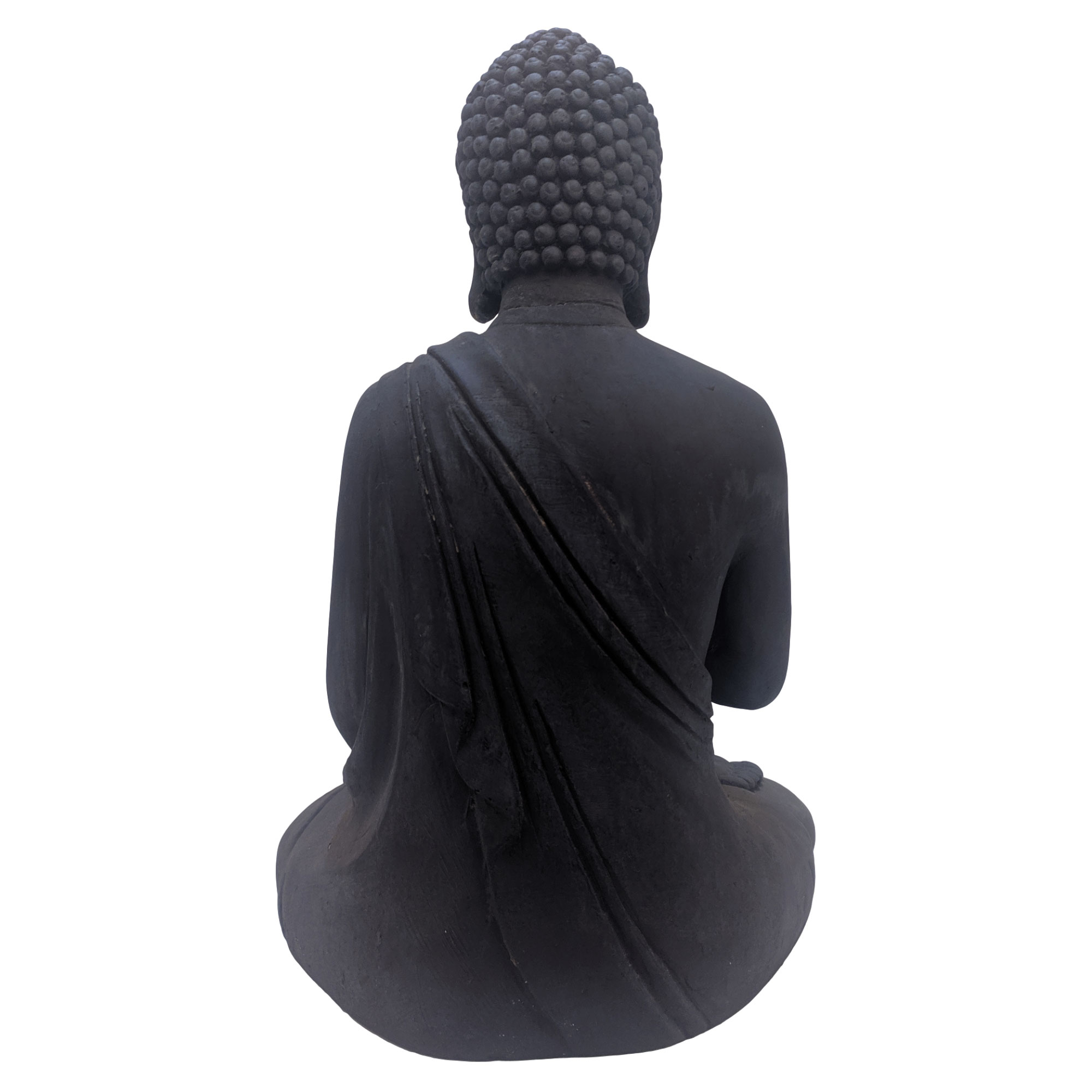 Grande Buddha seduto Abhayamudra grigio scuro 75 cm