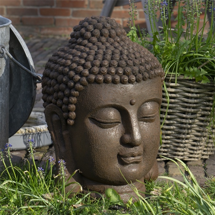 Bezwaar focus B.C. Boeddhahoofd roestkleurig 42cm groot - Boeddha-beelden.com