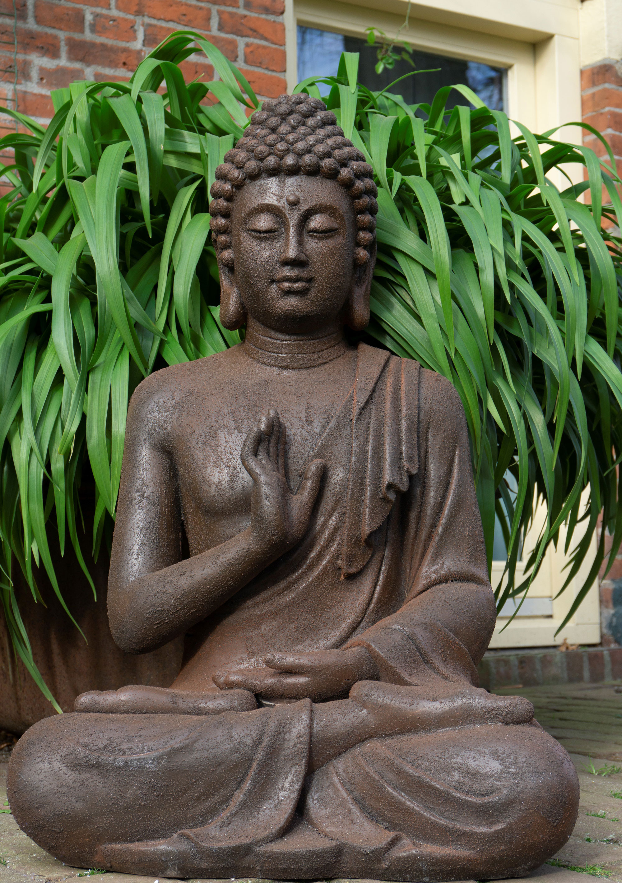 leven Echt De gasten Boeddha zittend tuinbeeld gerechtigheid 73cm