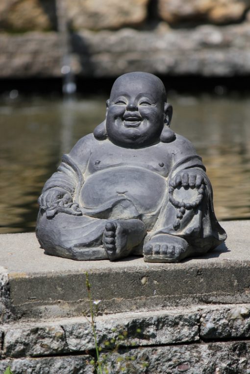 glad buddha staty för inomhus och utomhus
