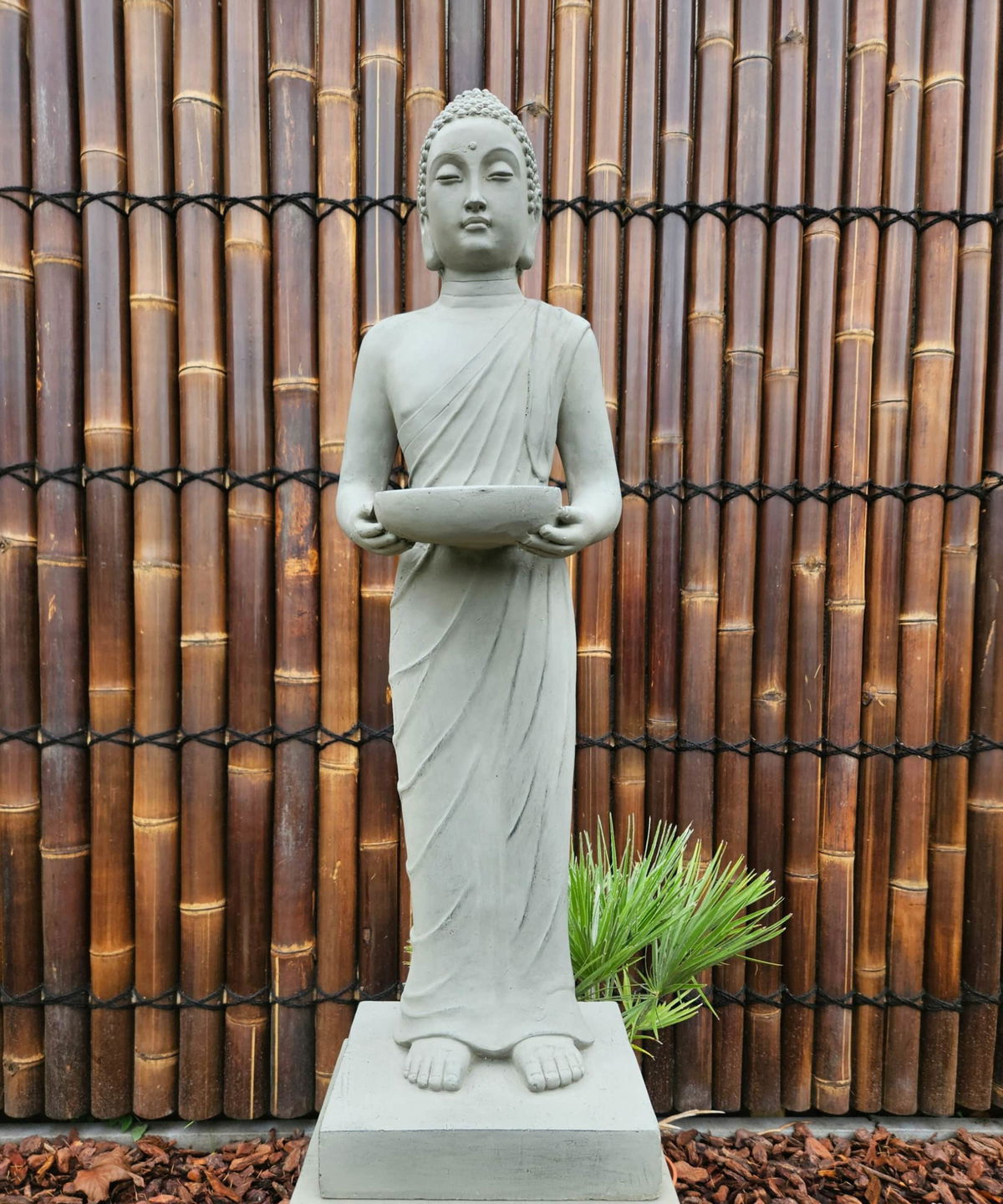 Standing Buddha statue 1 meter high Gray Boeddha beelden