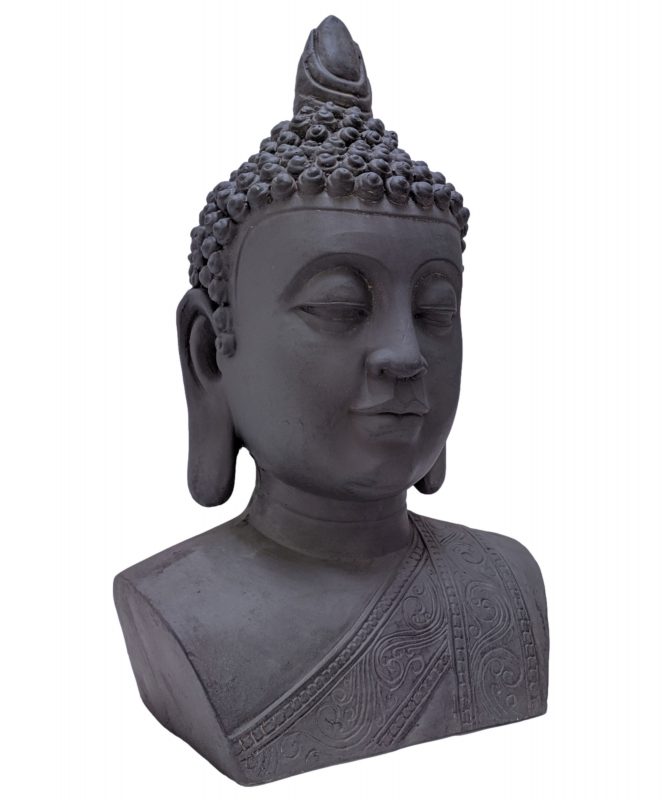 Boeddhahoofd Thaise Boeddha 46cm donkergrijs