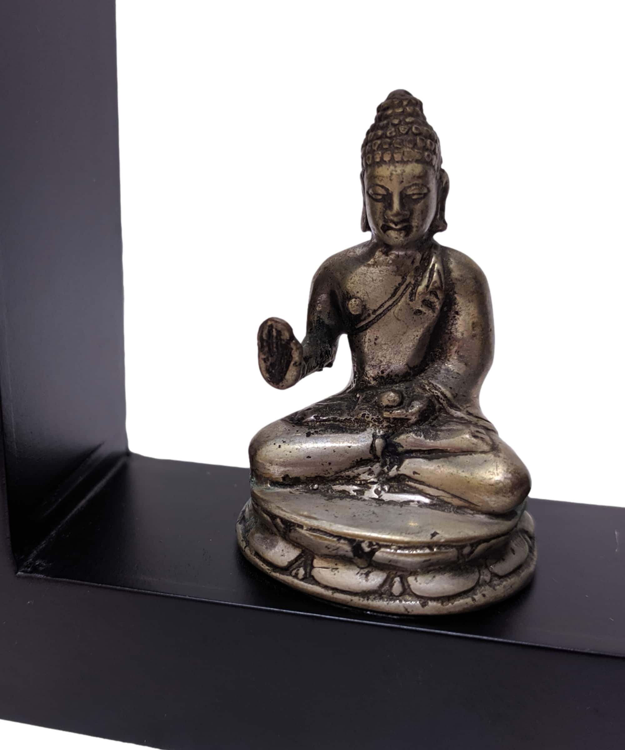 Boeddhabeeld zittend in lijst – 16 cm brons Boeddha-beelden.com