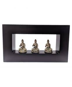 Zittende boeddhabeelden in lijst - brons 28 cm meditatie houding