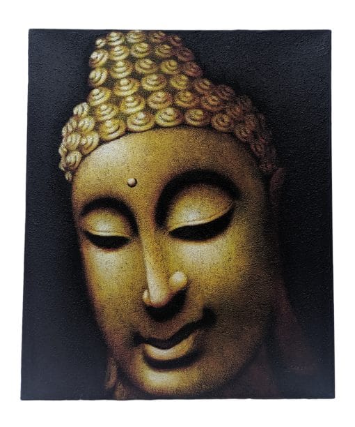 Canvas schilderij 60cm wanddecoratie boeddha hoofd goud