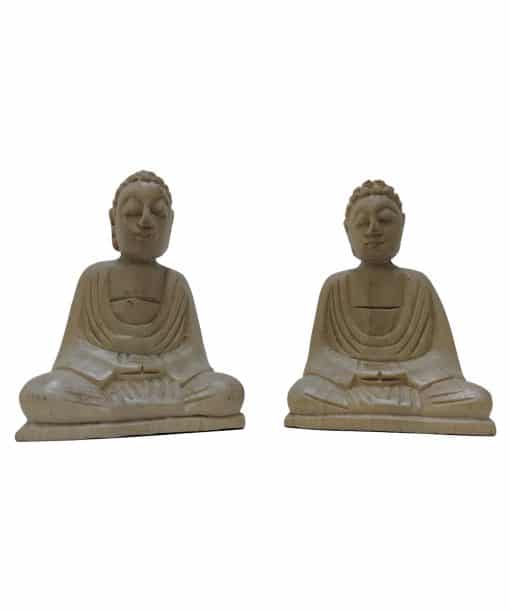 Houten Boeddhabeelden als set van 2 stuks – handgemaakte Bali 10 cm