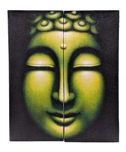 Schilderij boeddha hoofd wanddecoratie 60 cm groen