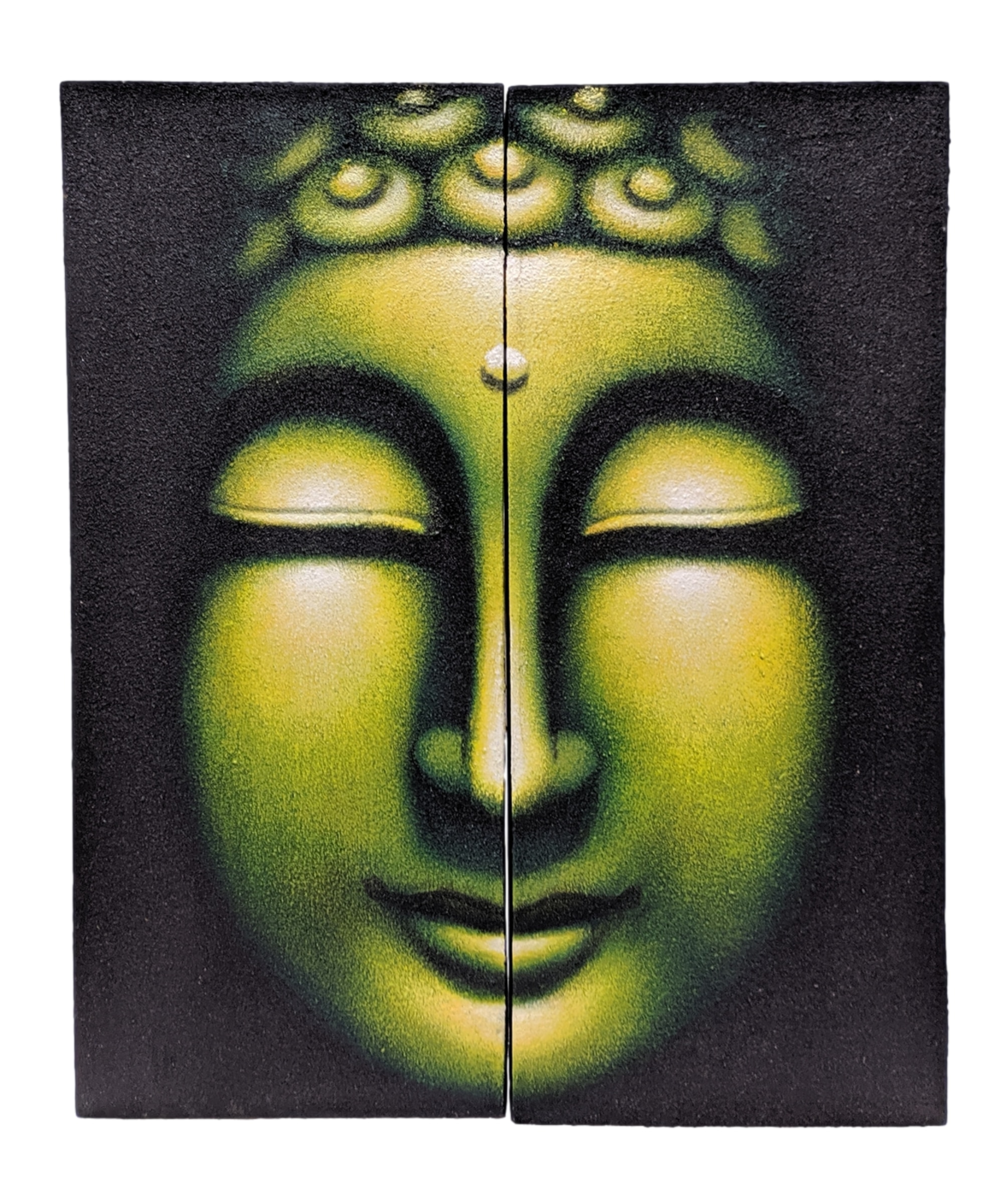 Verslinden nakoming Pas op Schilderij boeddha hoofd wanddecoratie 60 cm groen