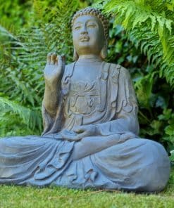 Boeddha Tuinbeelden voor Buiten 63cm - Groot Donkergrijs Tuinbeeld