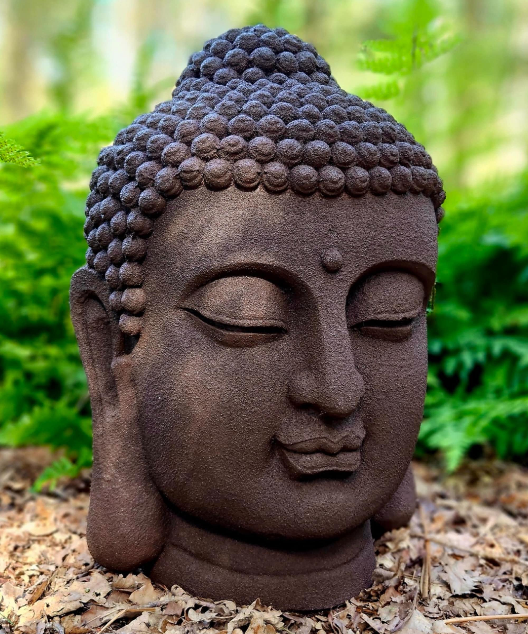 Testa di Buddha color ruggine larga 42 cm