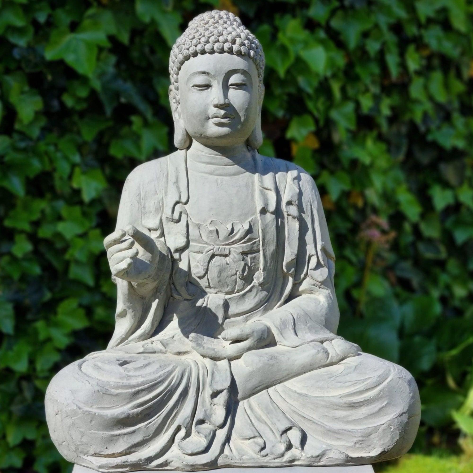 Buddha Garden Statues for Outdoors 63cm - Large Dark Gray Garden Statue