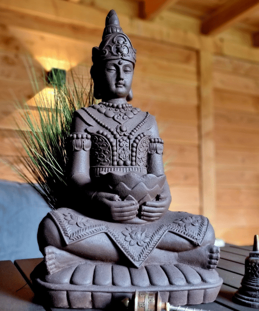 Boeddha beeld Kwan Yin met bak 66cm roestkleur (1)