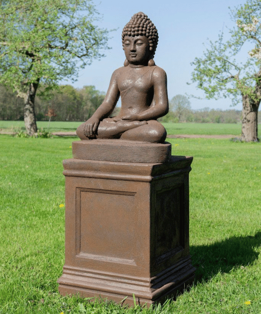 Statue bouddha méditation 63cm couleur rouille