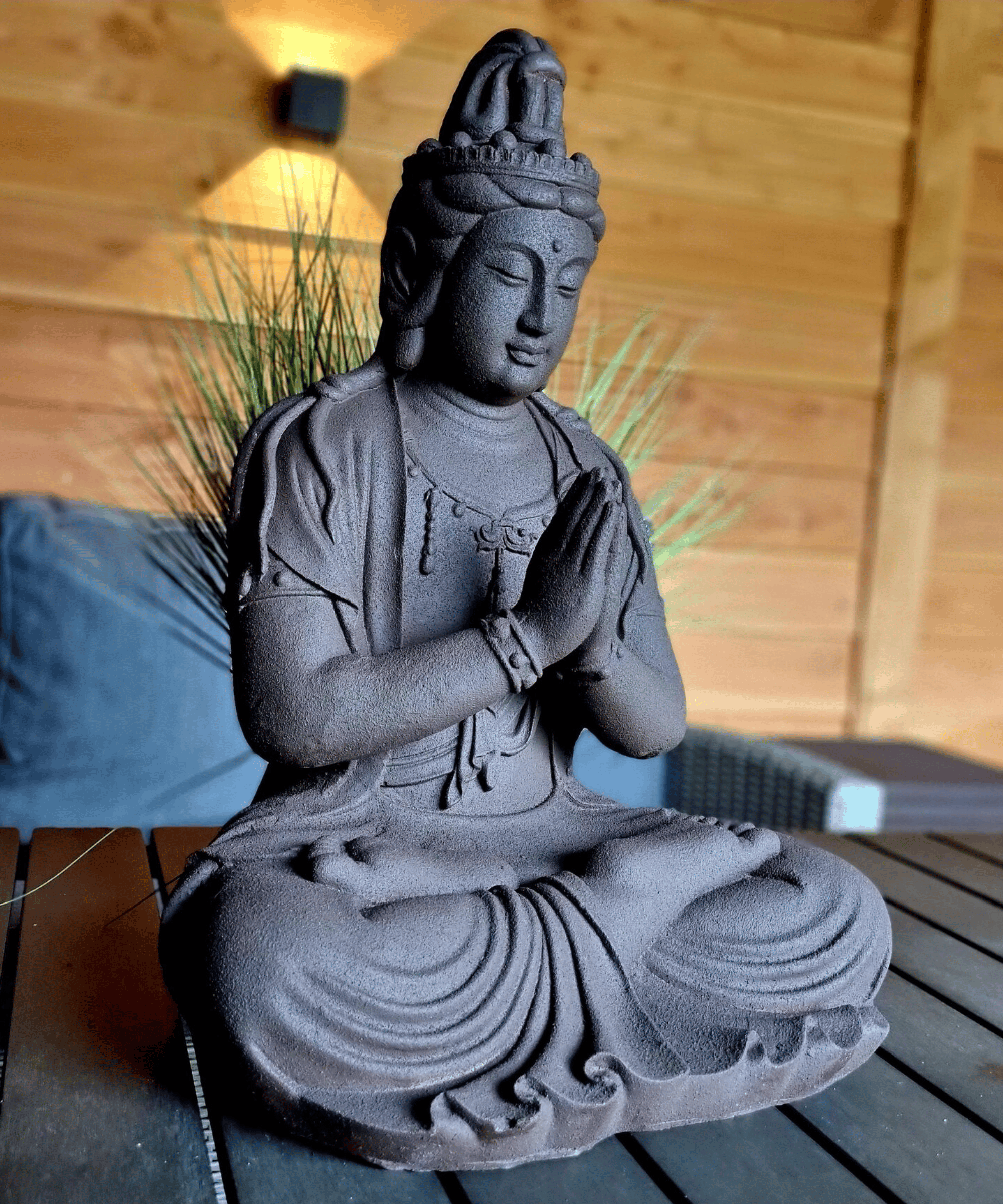 venster Onderhoud Moreel Boeddha beeld Kwan Yin mediterend 60cm
