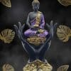 Thaise Boeddha Zittend in Handen zwart paars 15.5cm