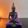 Zittende Thais Boeddha beeld Dhyana mudra paars zwart 21.5cm #1