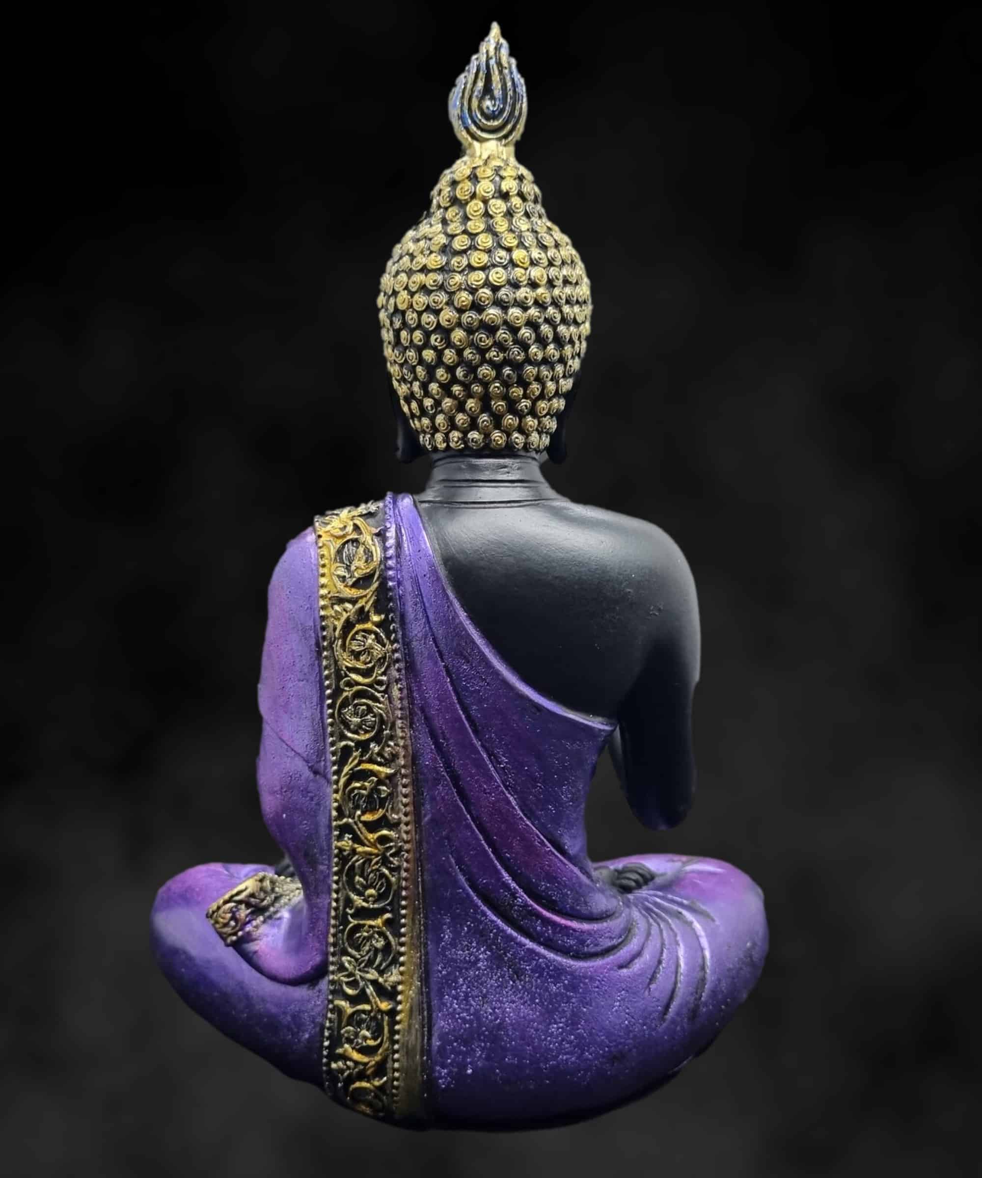 Grande Thai Buddha Nero Lilla Su Elefante 38 CM Poly Figura