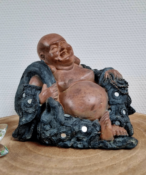 Lachende Boeddha met geldzak 14cm