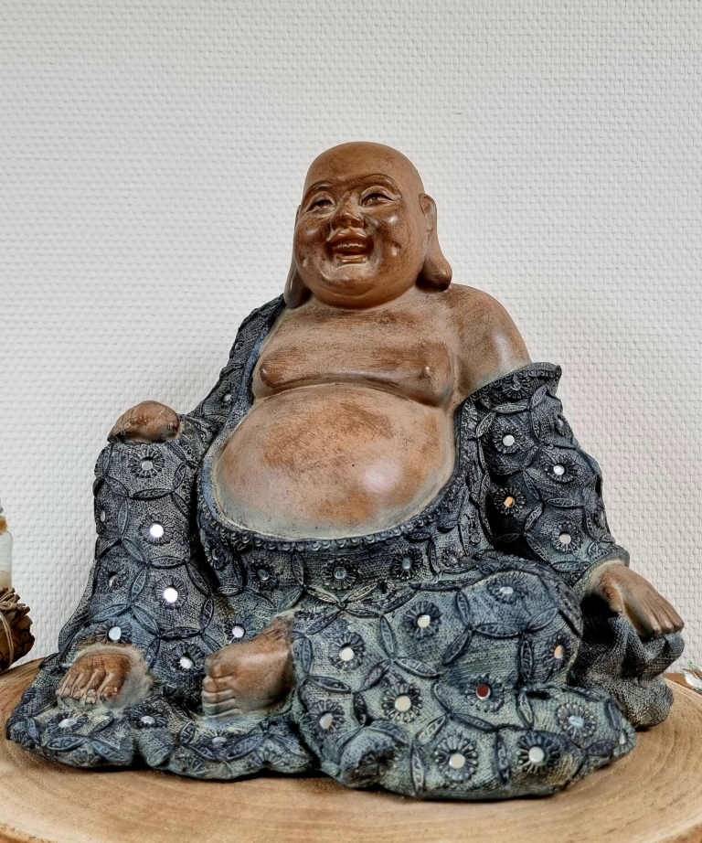 Super beautiful smiling 30cm Buddha Happy wood handicraft