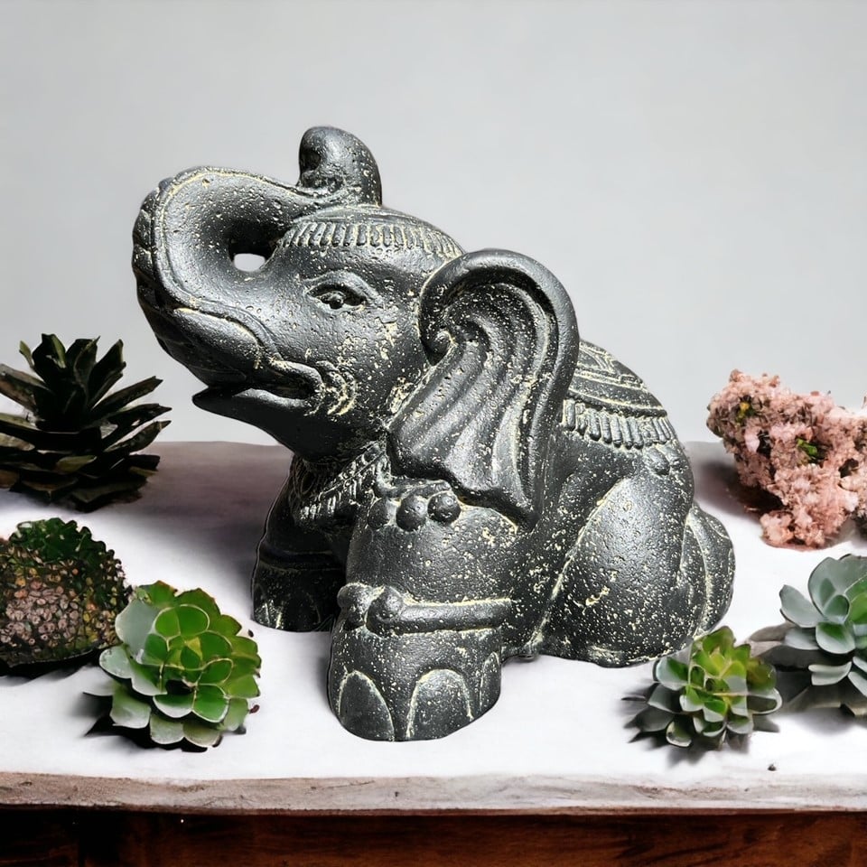 Beeld olifant steen 40cm - Boeddha-beelden.com