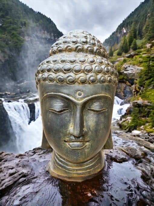 Boeddha hoofd steen 80cm foto