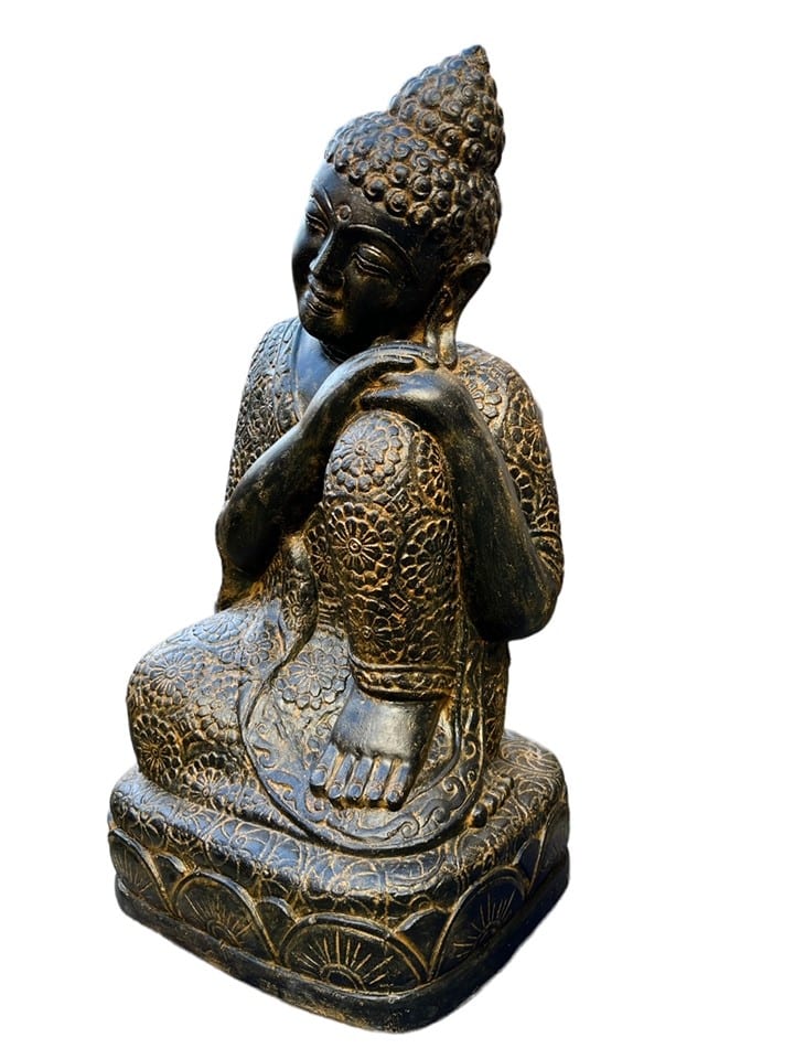 Garden statue sleeping Buddha 1 meter stone - Boeddha-beelden.com