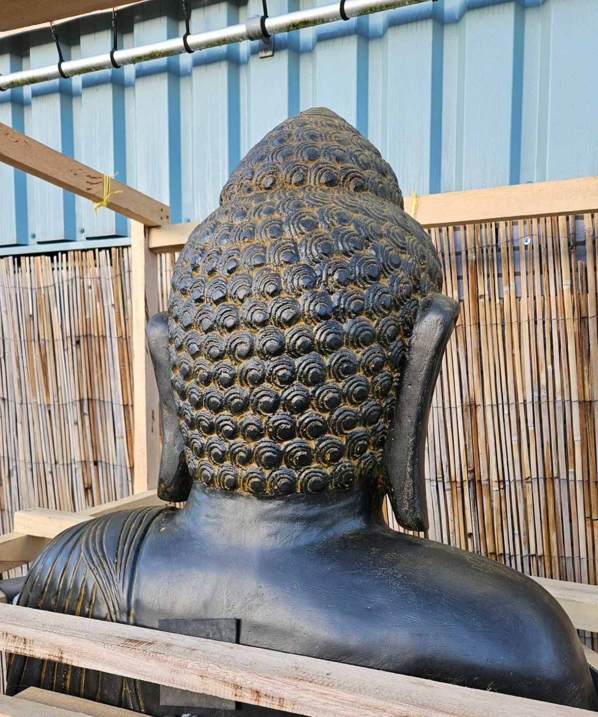 Statua Buddha In Pietra Cemento 15 Pollici (38 Cm) - Per Giardino, Interno, Resistente Alle Intemperie
