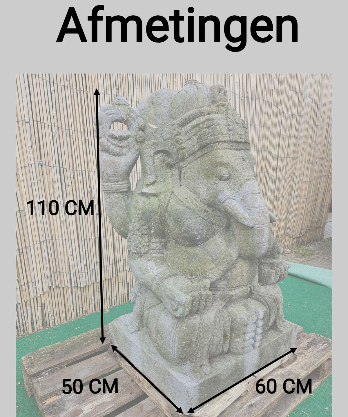 Statuette Ganesh Assis En Pierre 23cm Décoration Spirituelle Hindoue