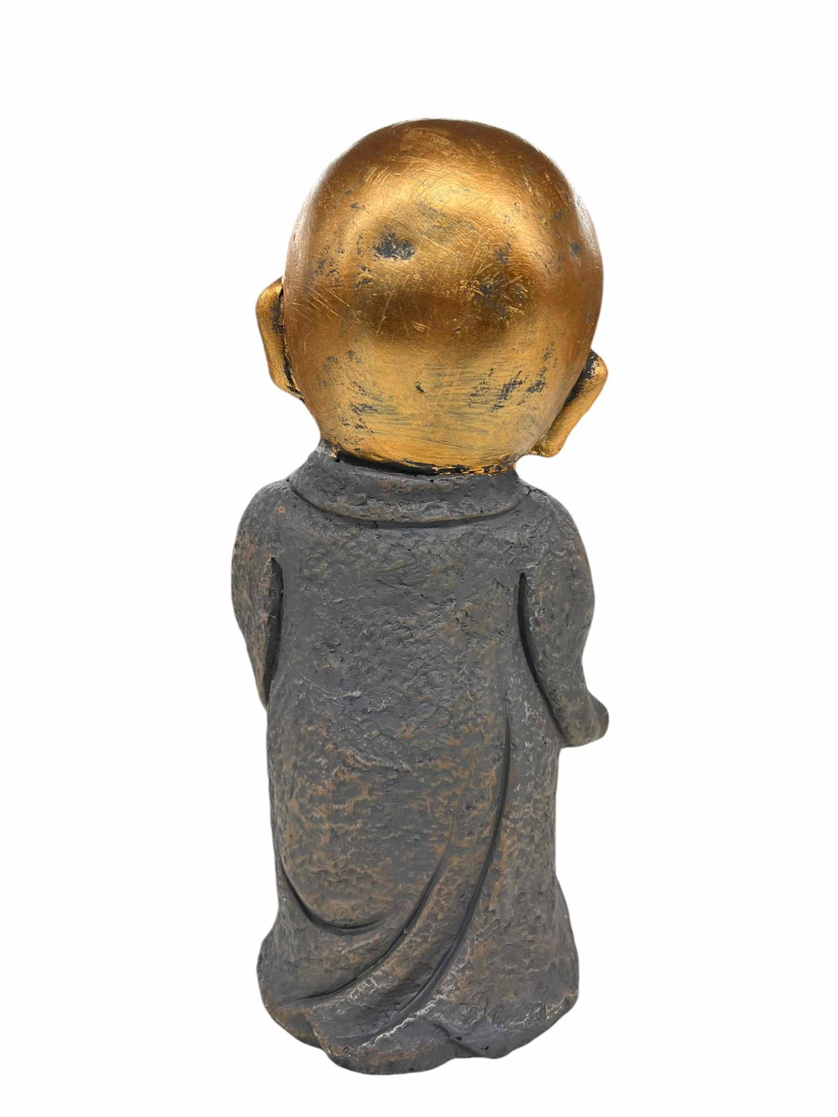 Statua Buddha In Piedi Con Ciotola, 50 Cm, Pietra Colata Grigia, Resistente Al Gelo Per Giardino - 3