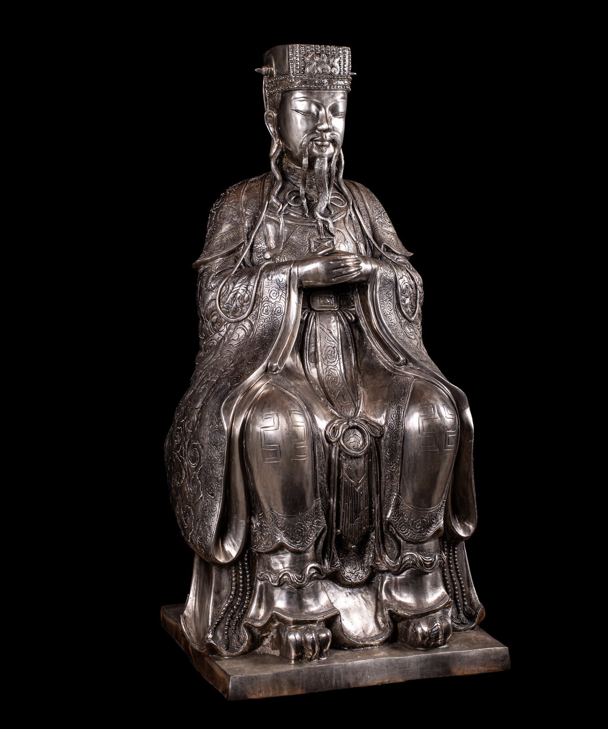 Jade Emperor Statue – Bronze with Silver Alloy – 110 cm