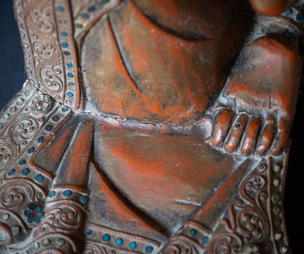 Set of antique Burmese wooden monks – 33cm